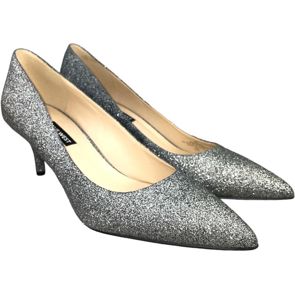 Nine West Women's Sparkle Glitter Silver Party Wedding Heel Size 8 M